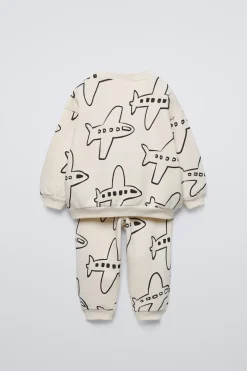 Niños ZARA 1½ - 6 Años·Sudaderas|1½ - 6 Años·Pantalones<CONJUNTO SUDADERA Y JOGGER AVIONES