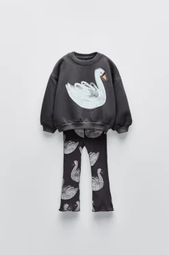 Niños ZARA 1½ - 6 Años·Sudaderas|1½ - 6 Años·Pantalones<CONJUNTO SUDADERA Y LEGGING FLARE CISNES