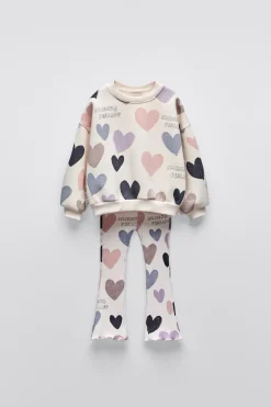 Niños ZARA 1½ - 6 Años·Sudaderas|1½ - 6 Años·Pantalones<CONJUNTO SUDADERA Y LEGGING FLARE CORAZONES