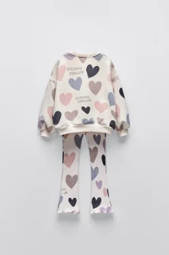 Niños ZARA 1½ - 6 Años·Sudaderas|1½ - 6 Años·Pantalones<CONJUNTO SUDADERA Y LEGGING FLARE CORAZONES