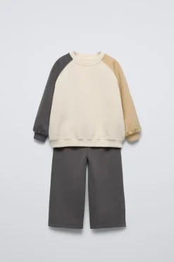 Niños ZARA 1½ - 6 Años·Sudaderas|1½ - 6 Años·Pantalones<CONJUNTO SUDADERA Y PANTALÓN MANGAS CONTRASTE
