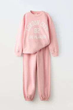 Niños ZARA 6 - 14 Años·Sudaderas|6 - 14 Años·Pantalones<CONJUNTO TEXTO SUDADERA Y PANTALÓN
