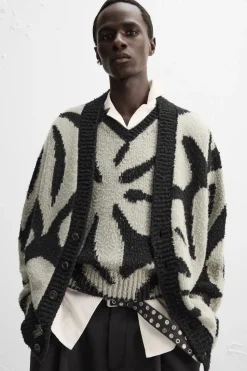 Best CÁRDGAN INTARSIA FLORAL X NANUSHKA Hombre Jerséis / Chaquetas