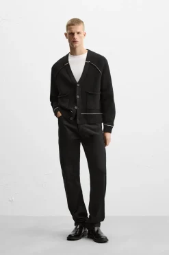 New CÁRDIGAN CINTA CONTRASTE Hombre Jerséis / Chaquetas