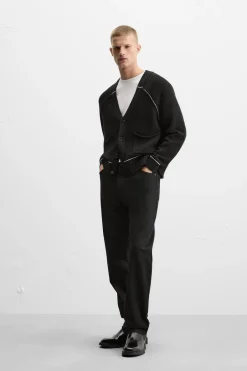 New CÁRDIGAN CINTA CONTRASTE Hombre Jerséis / Chaquetas