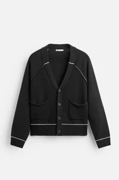 New CÁRDIGAN CINTA CONTRASTE Hombre Jerséis / Chaquetas