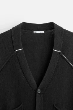 New CÁRDIGAN CINTA CONTRASTE Hombre Jerséis / Chaquetas