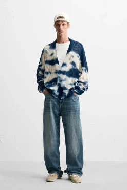 New CÁRDIGAN ESTAMPADO TIE DYE Hombre Jerséis / Chaquetas
