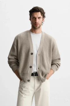 New CÁRDIGAN INTARSIA CONTRASTE Hombre Jerséis / Chaquetas