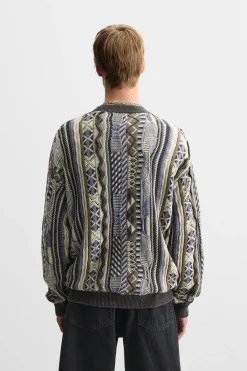 Fashion CÁRDIGAN JACQUARD ABSTRACTO Hombre Jerséis / Chaquetas