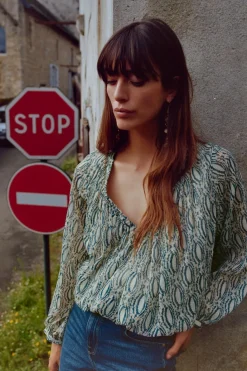 Clearance CUERPO GLOBO ESTAMPADO HILO METALIZADO Mujer Camisas / Blusas