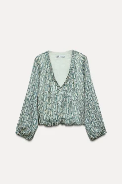 Clearance CUERPO GLOBO ESTAMPADO HILO METALIZADO Mujer Camisas / Blusas