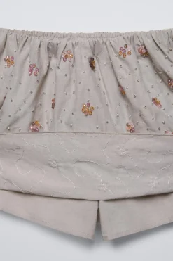 Niños ZARA 6 - 14 Años·Faldas / Bermudas<FALDA BERMUDA ABALORIOS