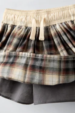 Niños ZARA 6 - 14 Años·Faldas / Bermudas<FALDA BERMUDA CUADROS