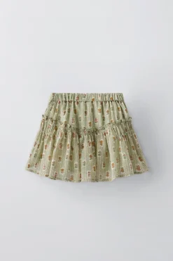 Niños ZARA 6 - 14 Años·Faldas / Bermudas<FALDA BERMUDA FLORES BRILLO