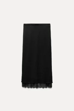 Outlet FALDA CON LANA BAJO ENCAJE Mujer Cárdigan / Jerséis|Punto