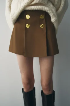 Fashion FALDA CORTA TABLAS BOTONES Mujer Faldas / Shorts