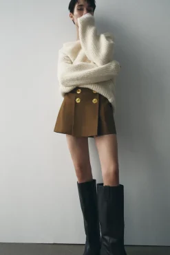 Fashion FALDA CORTA TABLAS BOTONES Mujer Faldas / Shorts