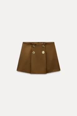 Fashion FALDA CORTA TABLAS BOTONES Mujer Faldas / Shorts