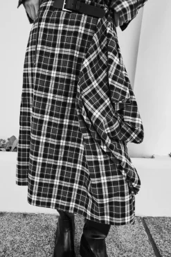 Discount FALDA CUADROS FRANELA CINTURÓN Mujer Faldas / Shorts