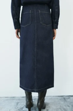 Online FALDA DENIM COMBINADA ZW COLLECTION Mujer Faldas / Shorts