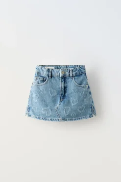 Niños ZARA 6 - 14 Años·Faldas / Bermudas<FALDA DENIM CORAZONES