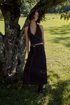 Clearance FALDA DENIM TRF PESPUNTES Mujer Faldas / Shorts