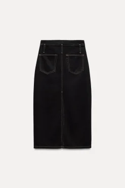 Clearance FALDA DENIM TRF PESPUNTES Mujer Faldas / Shorts