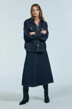 Fashion FALDA DENIM TRF VUELO Mujer Faldas / Shorts