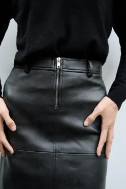 Best FALDA EFECTO PIEL CREMALLERA ZW COLLECTION Mujer Faldas / Shorts