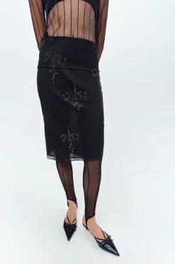 Outlet FALDA GEORGETTE ABALORIOS Mujer Faldas / Shorts|Lenceria