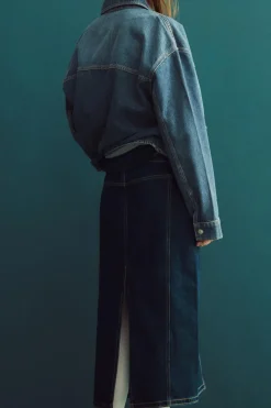 Online FALDA MIDI DENIM TRF Mujer Faldas / Shorts