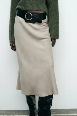 Outlet FALDA MIDI EFECTO ANTE Mujer Faldas / Shorts