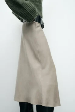 Outlet FALDA MIDI EFECTO ANTE Mujer Faldas / Shorts