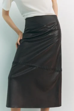 Best FALDA MIDI EFECTO PIEL Mujer Faldas / Shorts