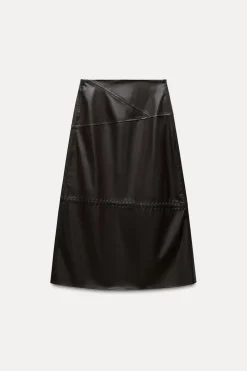 Best FALDA MIDI EFECTO PIEL Mujer Faldas / Shorts