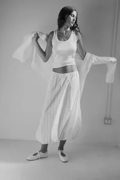 Online FALDA MIDI GLOBO RAYAS Mujer Faldas / Shorts