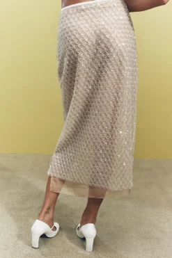 Hot FALDA MIDI LENTEJUELAS ABALORIOS Mujer Cárdigan / Jerséis|Punto