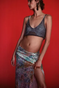 New FALDA MIDI LENTEJUELAS NUDO Mujer Faldas / Shorts