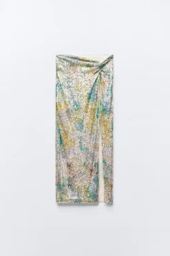 New FALDA MIDI LENTEJUELAS NUDO Mujer Faldas / Shorts