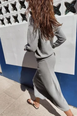 Discount FALDA MIDI PUNTO ABALORIOS Mujer Cárdigan / Jerséis|Punto