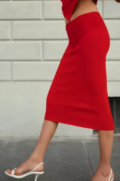 Online FALDA MIDI PUNTO LISO Mujer Cárdigan / Jerséis|Punto