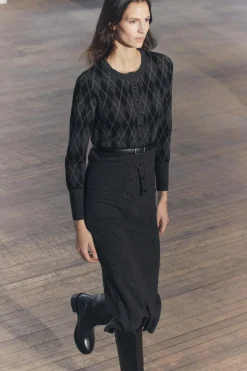 Hot FALDA MIDI PUNTO LISO Mujer Cárdigan / Jerséis|Punto