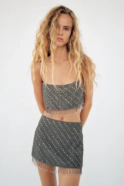 Outlet FALDA MINI ABALORIOS LENTEJUELAS Mujer Faldas / Shorts