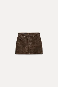 Clearance FALDA MINI DENIM TRF ESTAMPADO ANIMAL Mujer Faldas / Shorts