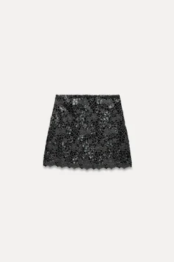 Outlet FALDA MINI PUNTO LENTEJUELAS Mujer Cárdigan / Jerséis|Punto