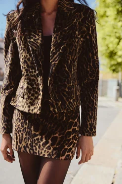 New FALDA MINI TERCIOPELO ESTAMPADO ANIMAL Mujer Faldas / Shorts