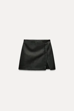Online FALDA PANTALÓN CRUZADA EFECTO PIEL Mujer Faldas / Shorts