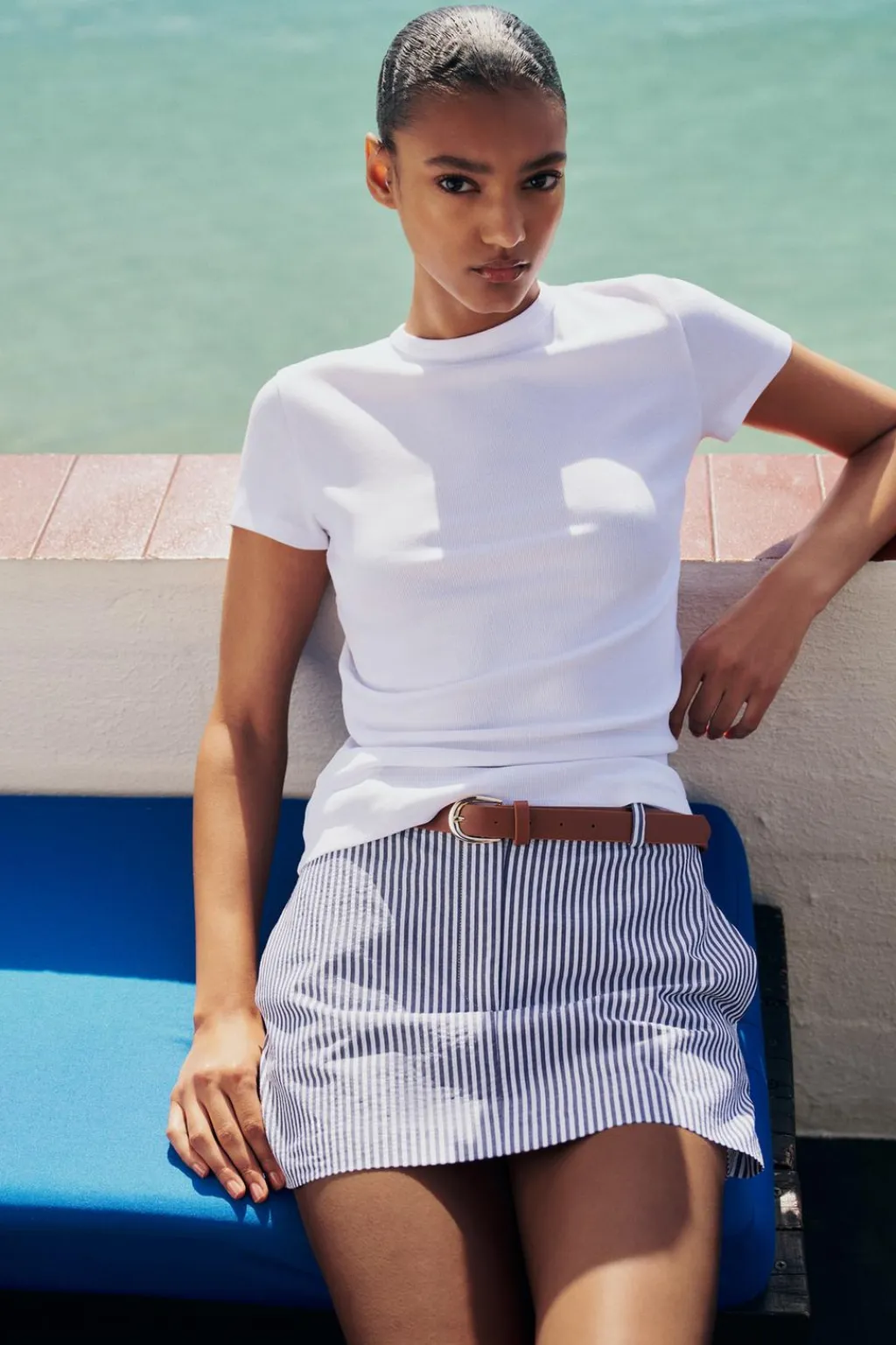 Hot FALDA PANTALÓN RAYAS CINTURÓN Mujer Faldas / Shorts