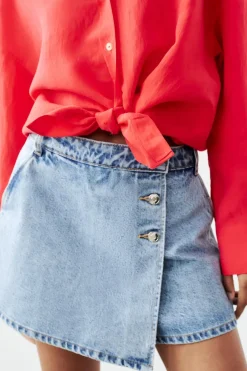 New FALDA PANTALÓN Z1975 DENIM CRUZADA Mujer Faldas / Shorts